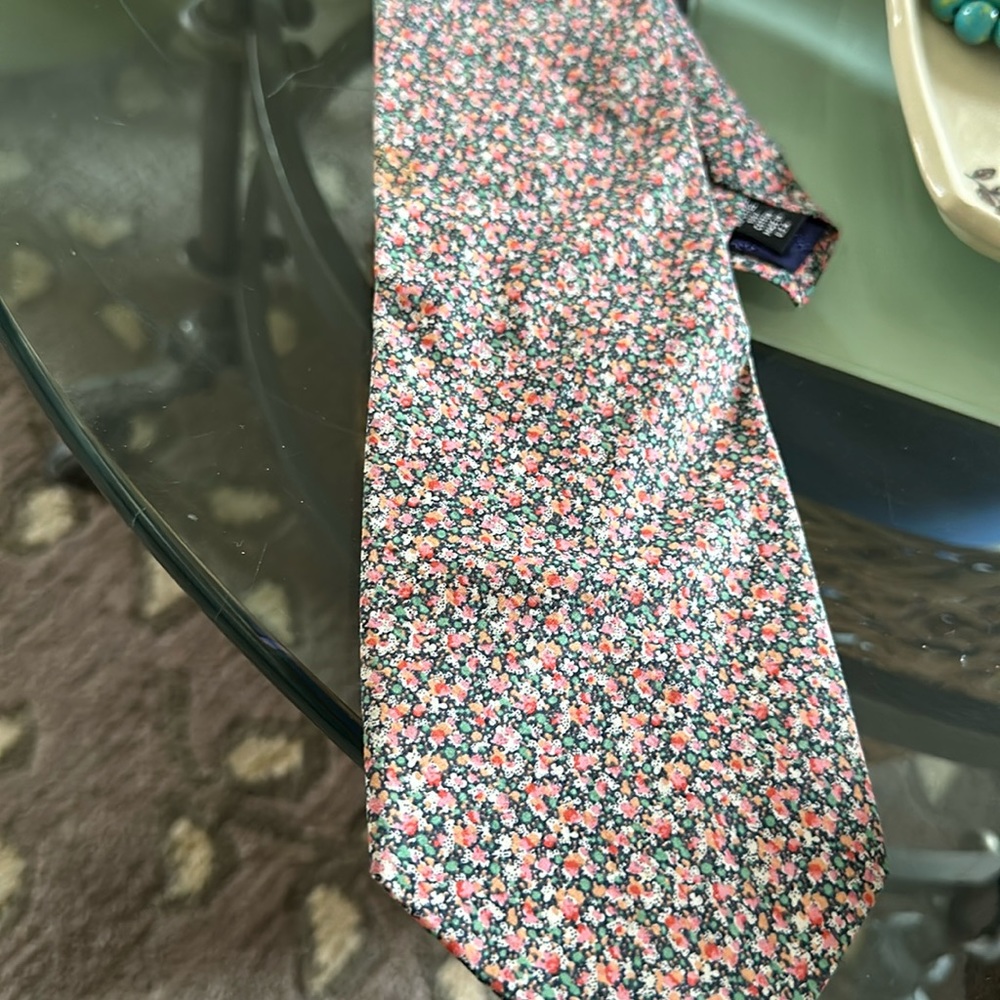 Vintage Liberty of London Mens Floral Print Necktie Tie Cotton Made in USA